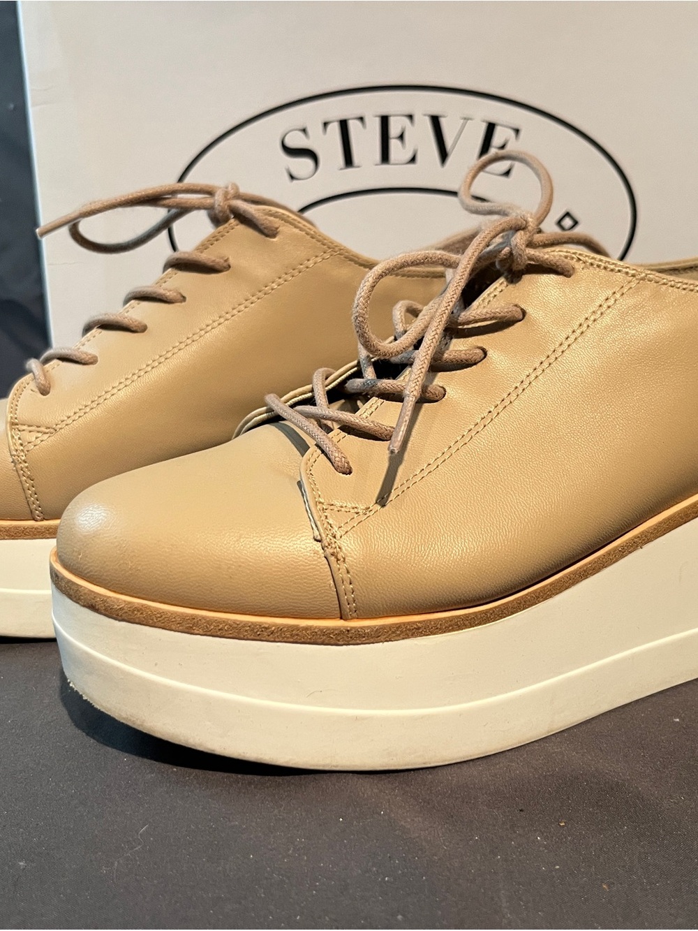 Steve Madden Kimber Natural Leather Platform Oxfords Size 9.5